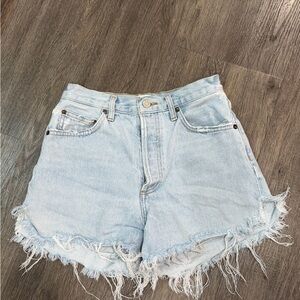 Agolde Light Blue Distressed Jean Shorts